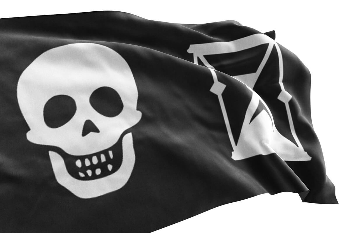 Drapeau Pirate Noir Avec Une Tête De Mort