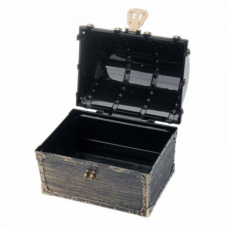 Coffre Trésor Enfant Pirate Doré Avec Cadenas - 14 X 9.5 X 9.5 Cm, Idéal Chasse Au Trésor, Décoration Fête Et Rangement